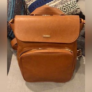 JJ Cole Brookmont Convertible Diaper Bag-Chestnut vegan leather-easy to clean.